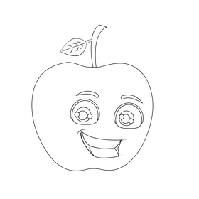 Apple cartoon black and white clipart