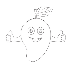 Mango cartoon black and white clipart