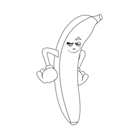 Banana cartoon black and white clipart