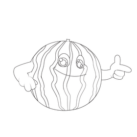 Watermelon cartoon black and white clipart