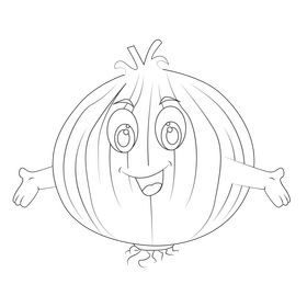Onion cartoon black and white clipart