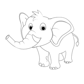 Elephant black and white clipart