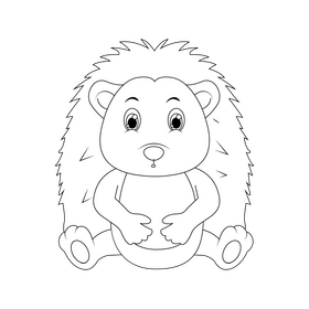 Hedgehog black and white clipart