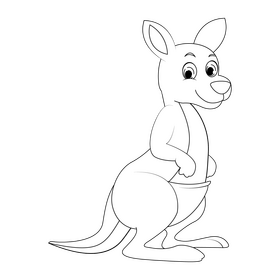 Kangaroo black and white clipart