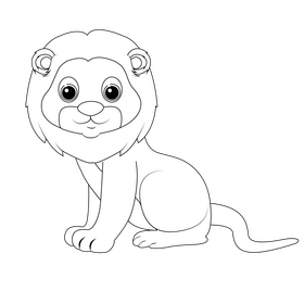 Lion black and white clipart