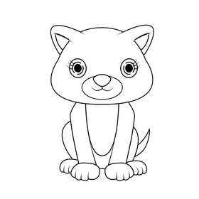 Kitten black and white clipart