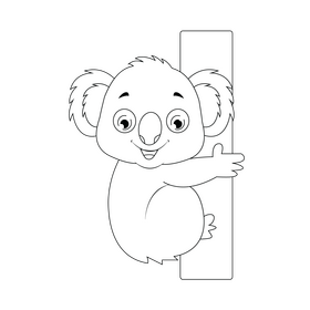 Koala black and white clipart