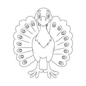 Peacock black and white clipart
