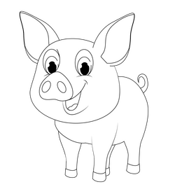 Pig black and white clipart