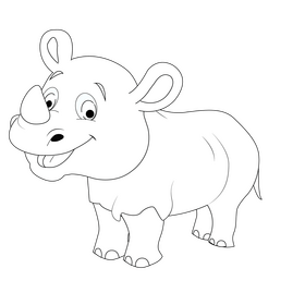 Rhino black and white clipart