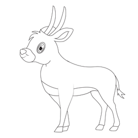 Waterbuck antelope black and white clipart
