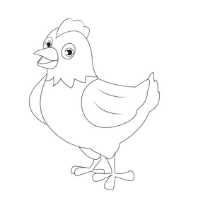 Hen black and white clipart