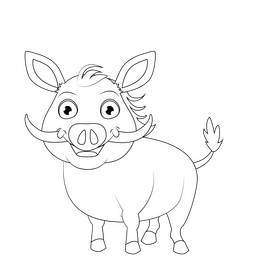 Warthog black and white clipart