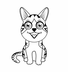 Cat black and white clipart