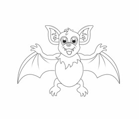 Bat black and white clipart