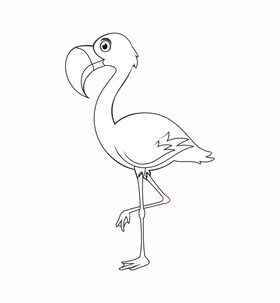 Flamingo black and white clipart