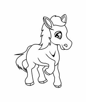 Horse black and white clipart