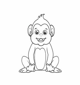 Monkey black and white clipart