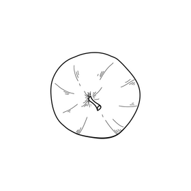 Red apple drawing black and white clipart