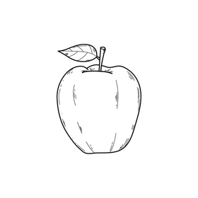 Apple drawing black and white clipart