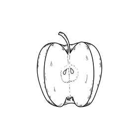 Apple cut black and white clipart