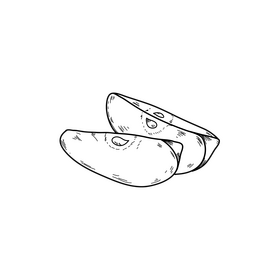 Apple slices drawing black and white clipart