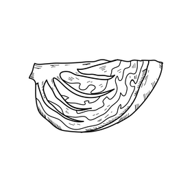 Cabbage cut black and white clipart