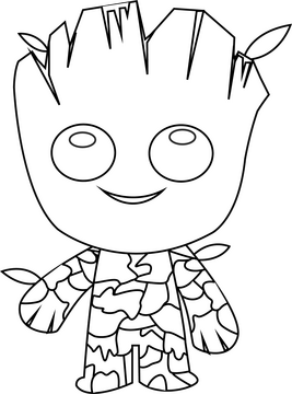 Baby groot drawing black and white clipart
