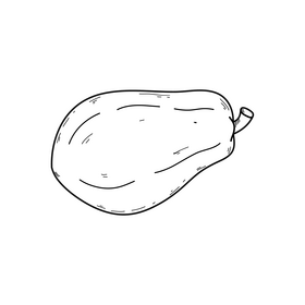 Papaya drawing black and white clipart