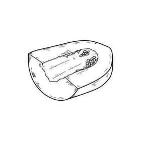 Papaya fruit black and white clipart