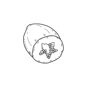 Papaya fruit drawing black and white clipart