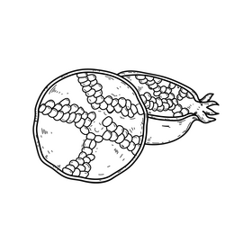 Pomegranate cut in half black and white clipart