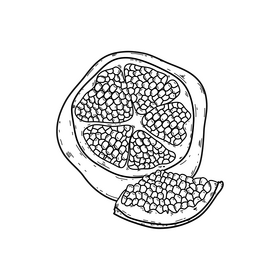 Free pomegranate cut drawing black and white clipart
