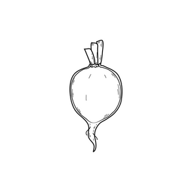 Radish half drawing black and white clipart