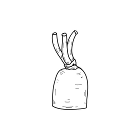 Radish realistic black and white clipart