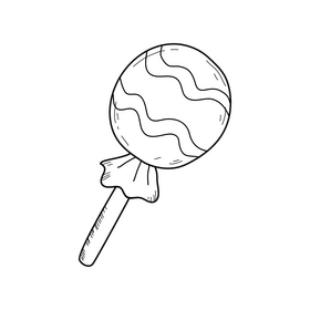 Candy lollipop drawing black and white clipart