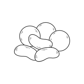 Colorful candies drawing black and white clipart