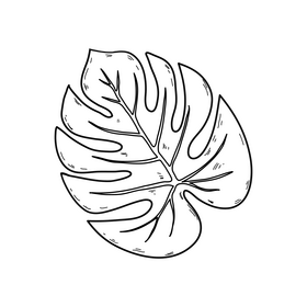 Green palm leaf drawing black and white clipart