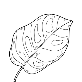 Palm tree leaf drawing black and white clipart