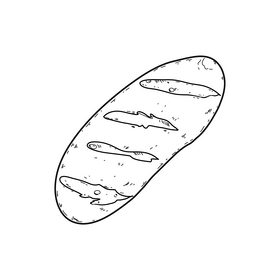 Loaf bread drawing black and white clipart