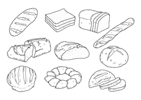 Bread drawing set black and white vector