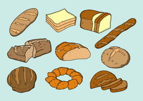 Bread drawing set vector