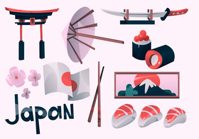 Japan icon set vector