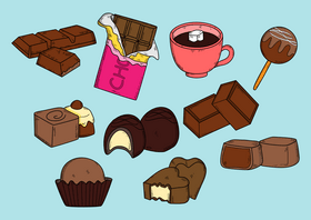 Chocolate drawing set vector
