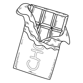 Chocolate bar drawing black and white clipart