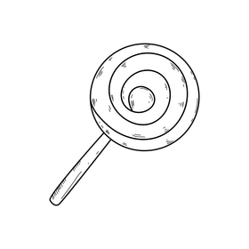Yellow lollipop drawing black and white clipart
