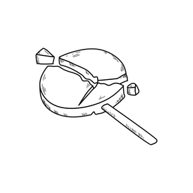 Broken lollipop drawing black and white clipart