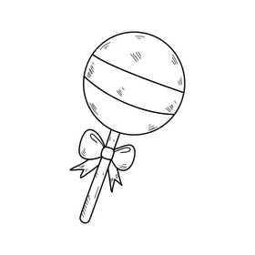 Pink lollipop drawing black and white clipart