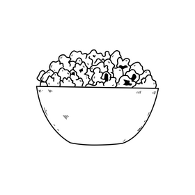 Popcorn drawing black and white clipart