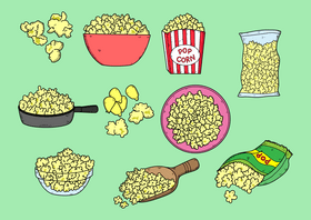 Popcorn drawing set vector